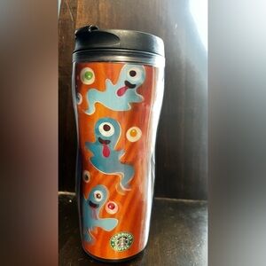 Vintage 2004 Starbucks Halloween Blue Ghosts Googly Eyes Tumbler 👻🧡